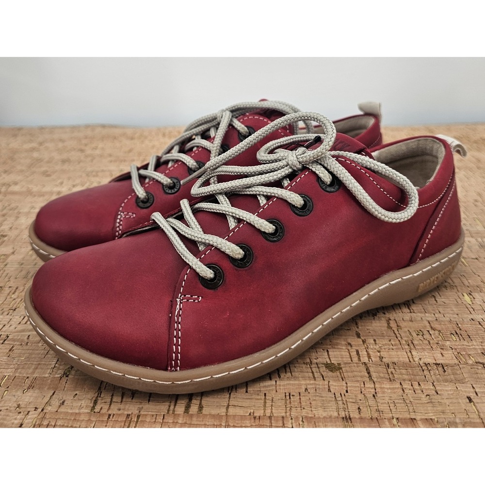 Birkenstock Islay Leather Oxford Lace up Shoes Womens 5 EU 36 RED Sneakers